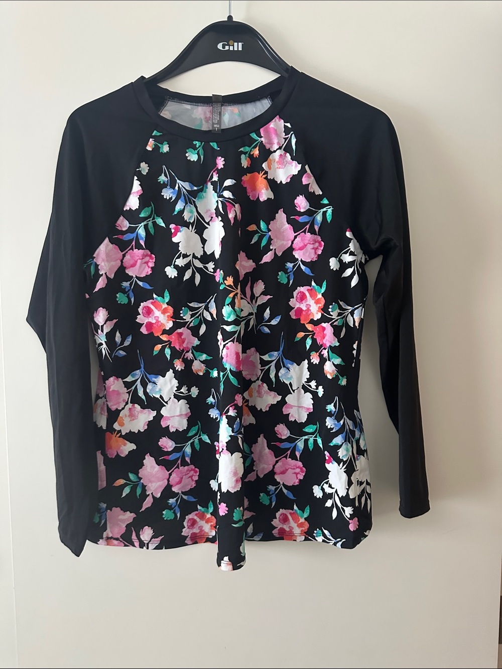 Torrid Women's Black Floral Rash Guard Top